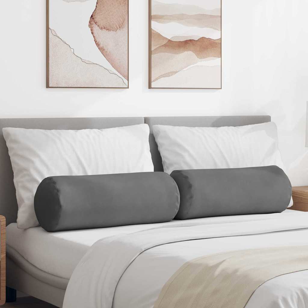 Pagalvės 2 pcs Tamsiai pilka Ø 25 x 70 cm Mikropluošto audinys