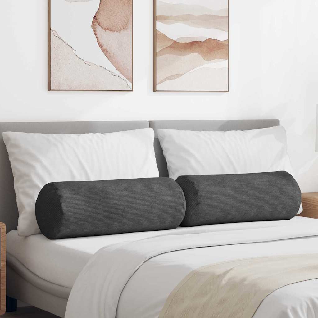 Pagalvės 2 pcs Tamsiai pilka Ø 25 x 70 cm Kordūrinis audinys