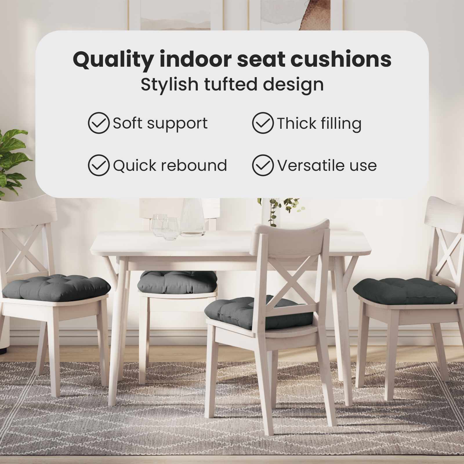 Sėdynių pagalvėlės 4 pcs Tamsiai pilka 40 x 40 x 12 cm audinys