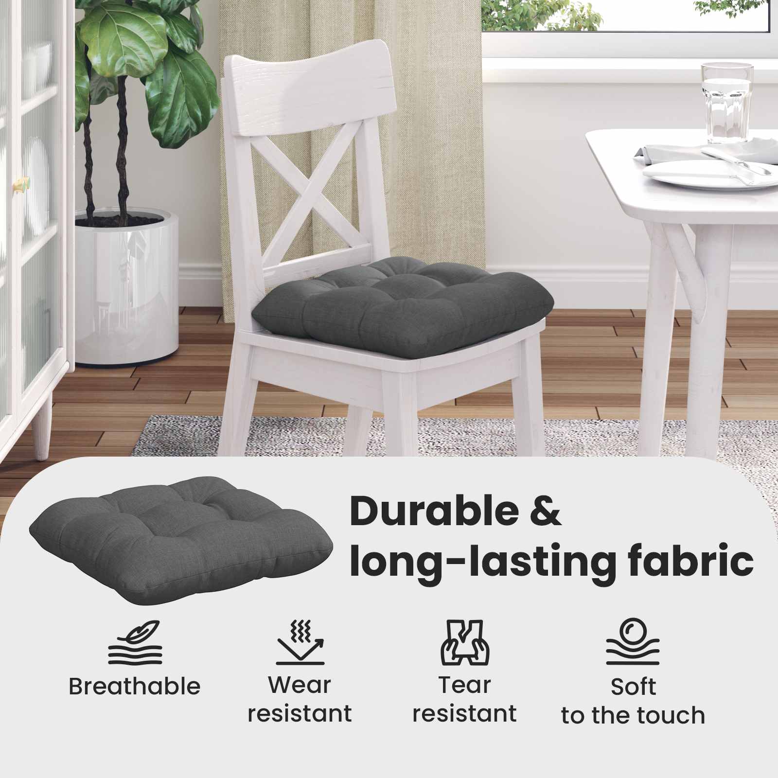 Sėdynių pagalvėlės 4 pcs Tamsiai pilka 40 x 40 x 12 cm audinys