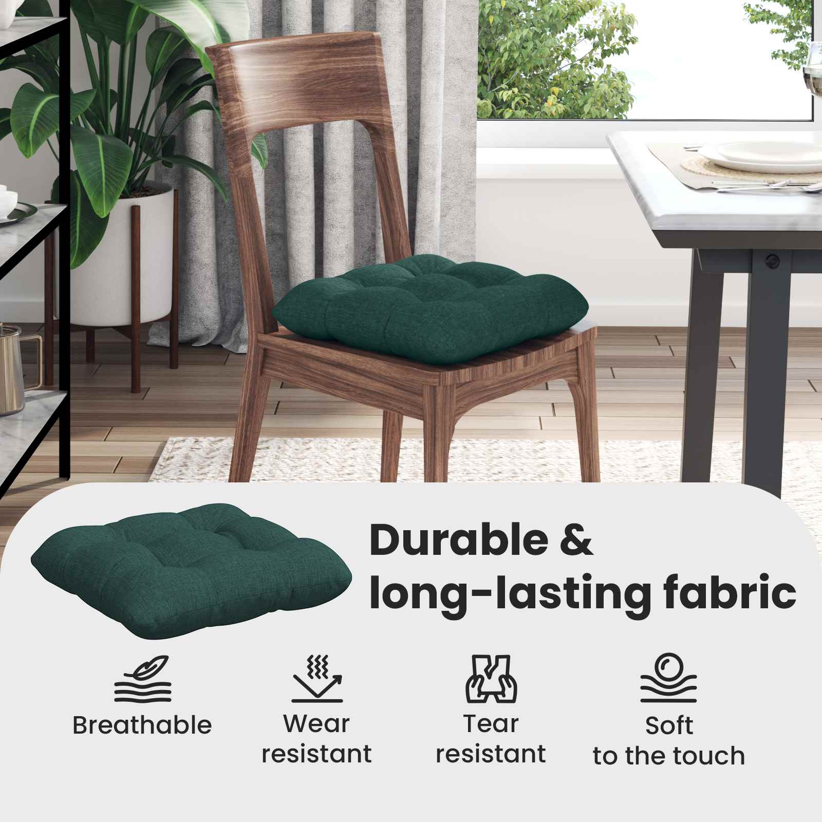 Sėdynių pagalvėlės 4 pcs Tamsiai žalia 45 x 45 x 12 cm audinys