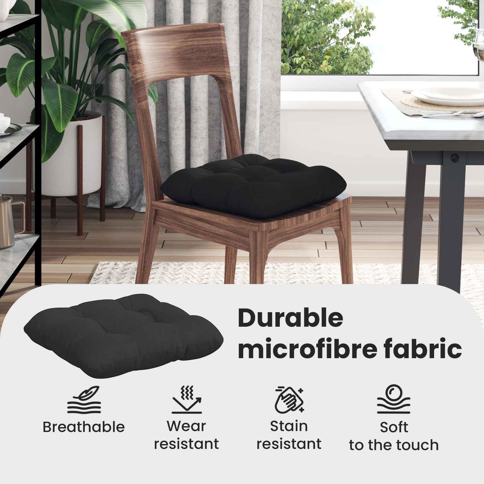 Sėdynių pagalvėlės 4 pcs Juoda 45 x 45 cm Mikropluošto audinys