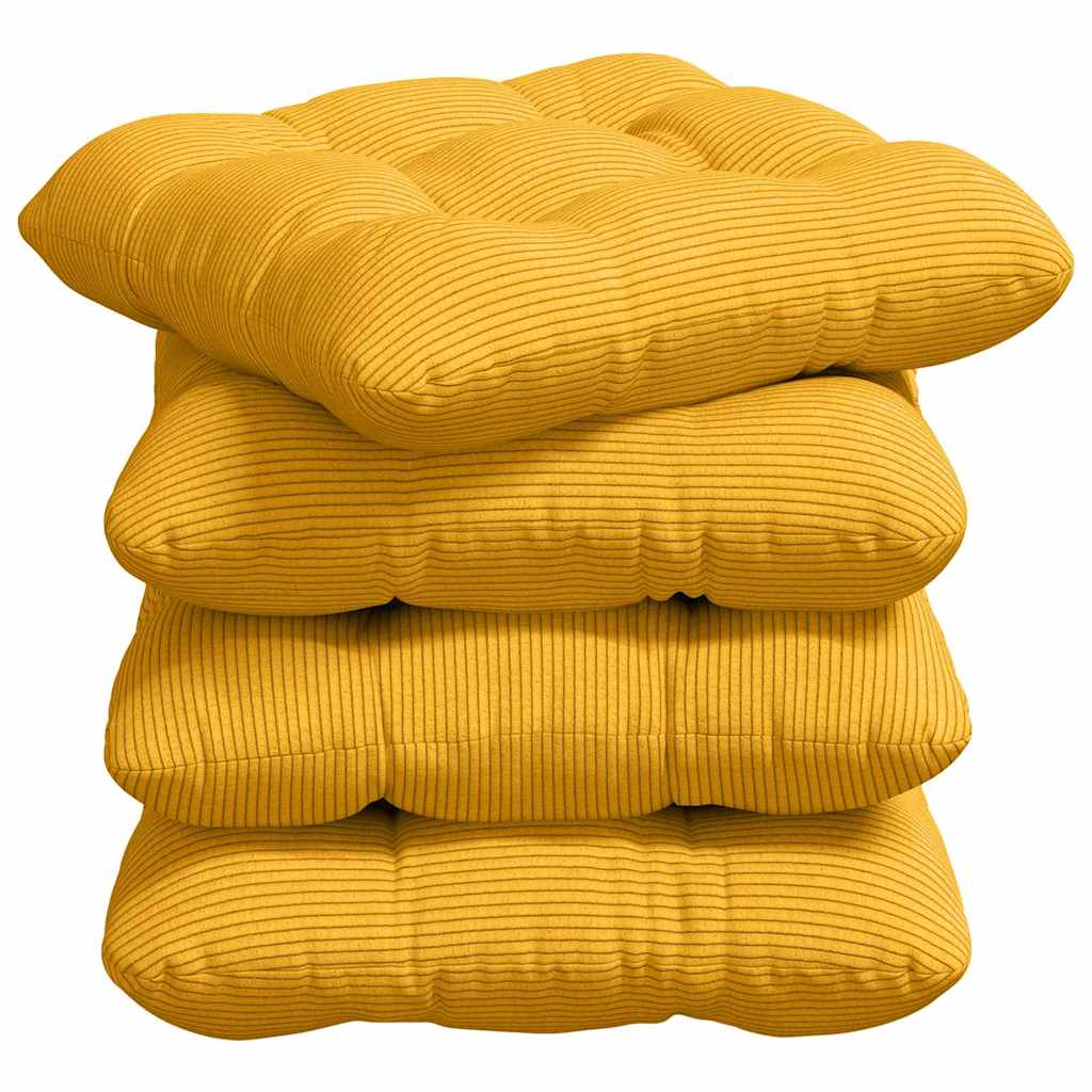 Seat pads 4 pcs Light yellow 45 x 45 cm