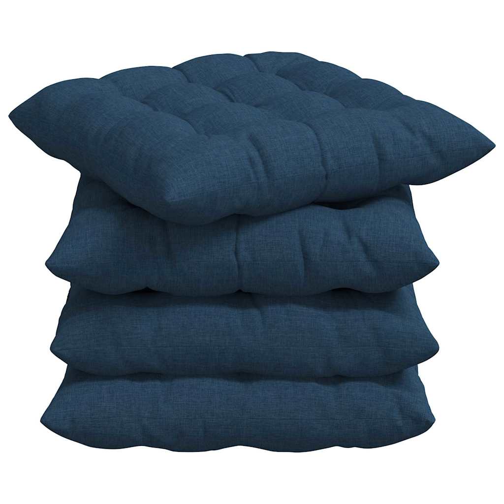 Seat cushions 2 pcs Blue 40 x 40 x 6 cm fabric