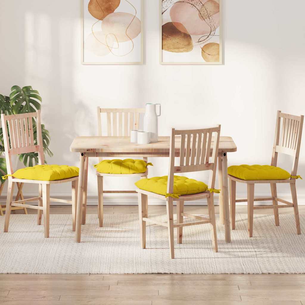 Seat cushions 2 pcs Light yellow 40 x 40 x 6 cm fabric