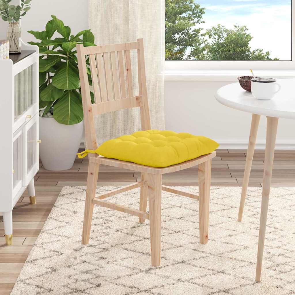 Seat cushions 2 pcs Light yellow 40 x 40 x 6 cm fabric
