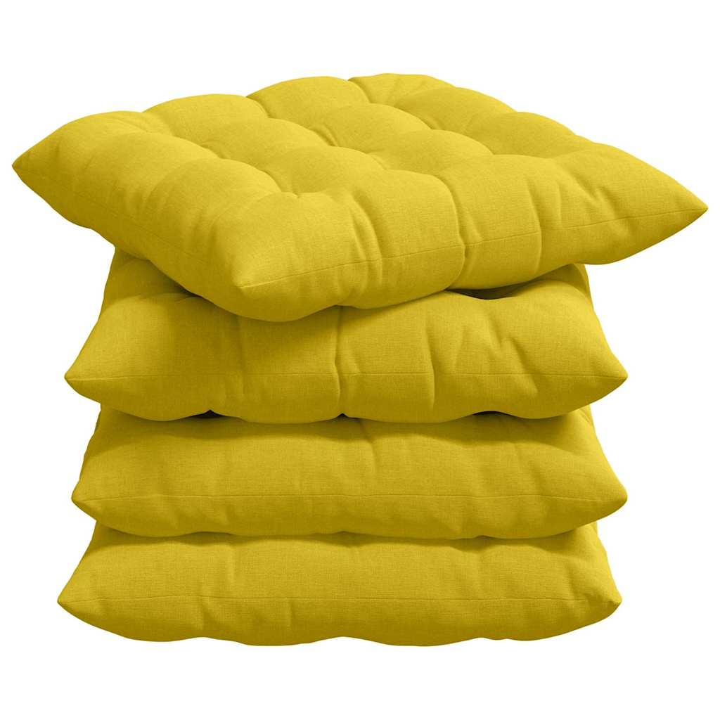 Seat cushions 2 pcs Light yellow 40 x 40 x 6 cm fabric