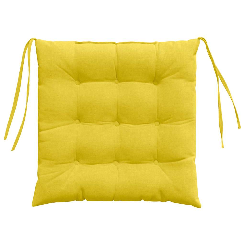 Seat cushions 2 pcs Light yellow 40 x 40 x 6 cm fabric