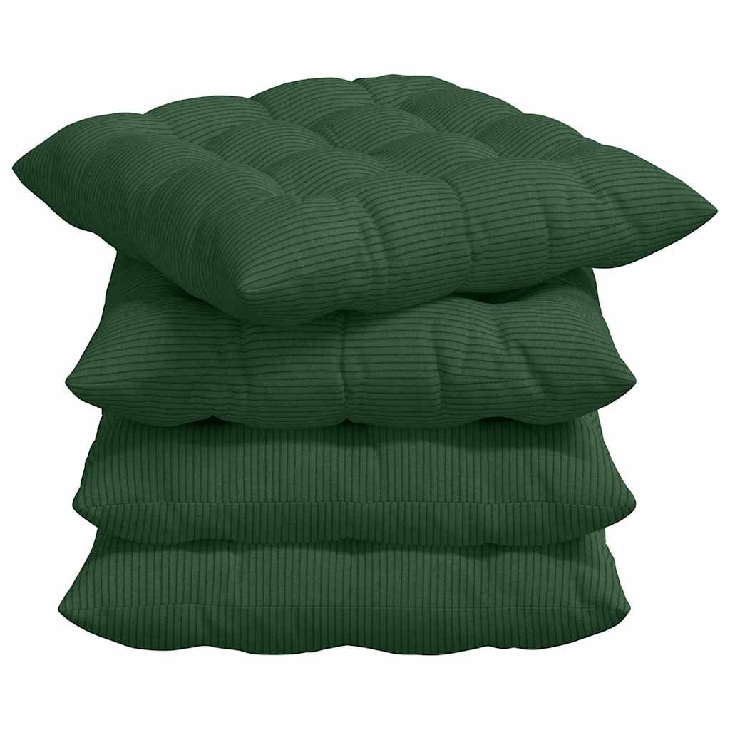 Seat Pads 4 pcs Dark Green 40 x 40 x 6 cm