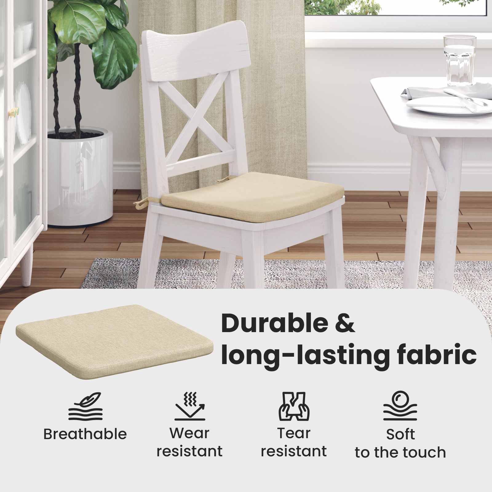 Sėdynių pagalvėlės 4 pcs Kreminė 40 x 40 x 3 cm audinys