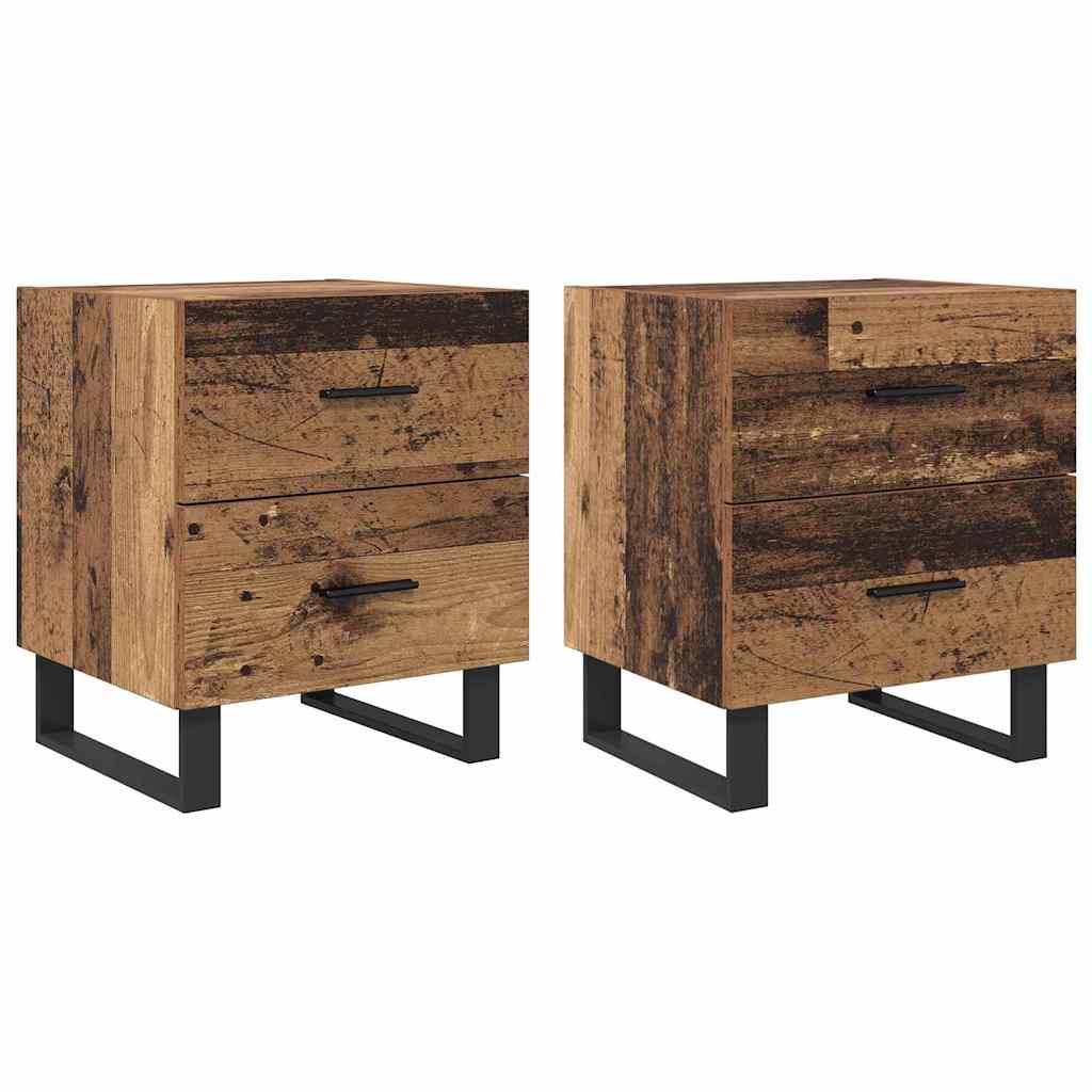 Bedside cabinet with 2 drawers Old wood and black