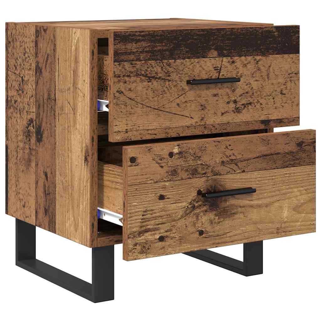 Bedside cabinet with 2 drawers Old wood and black