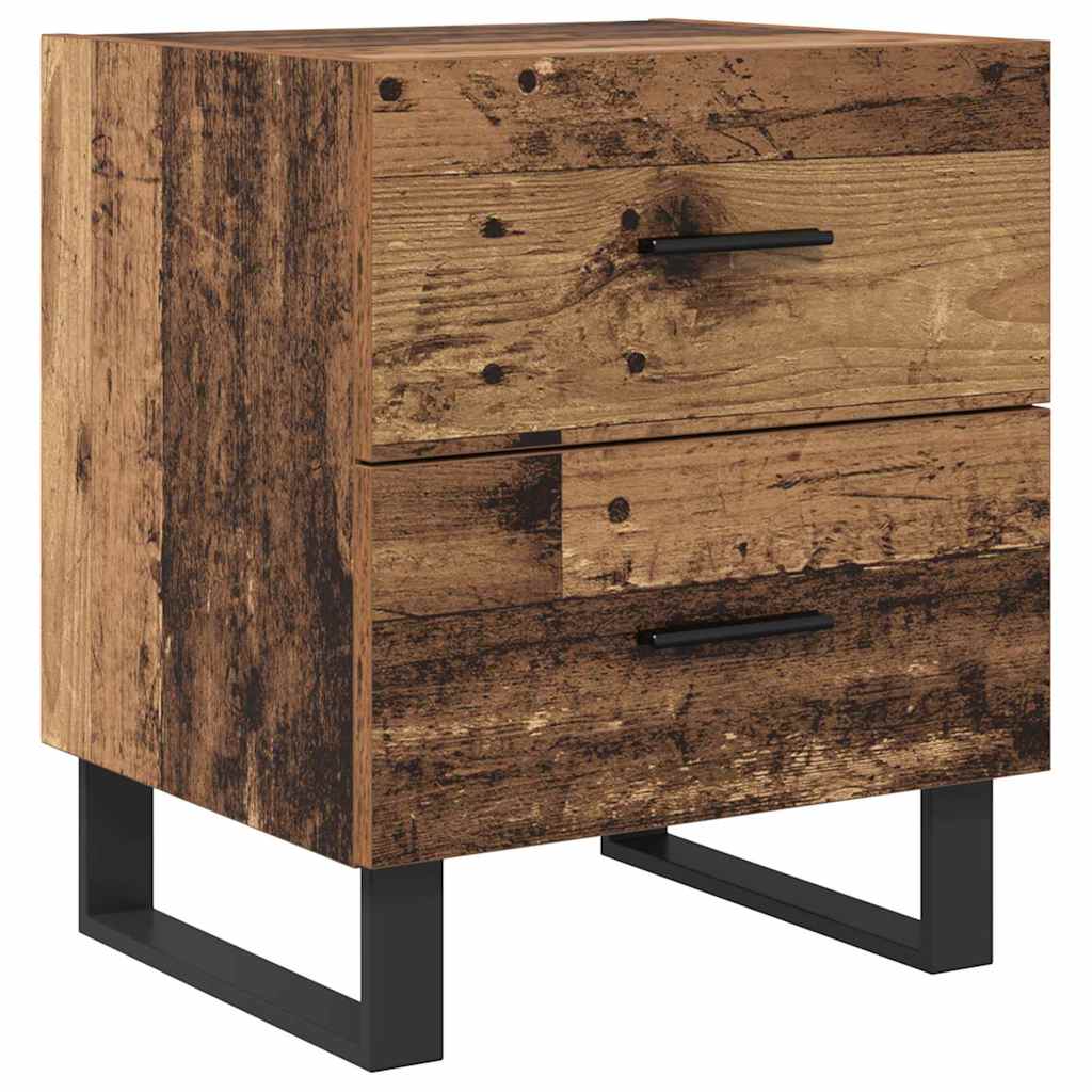 Bedside cabinet with 2 drawers Old wood and black