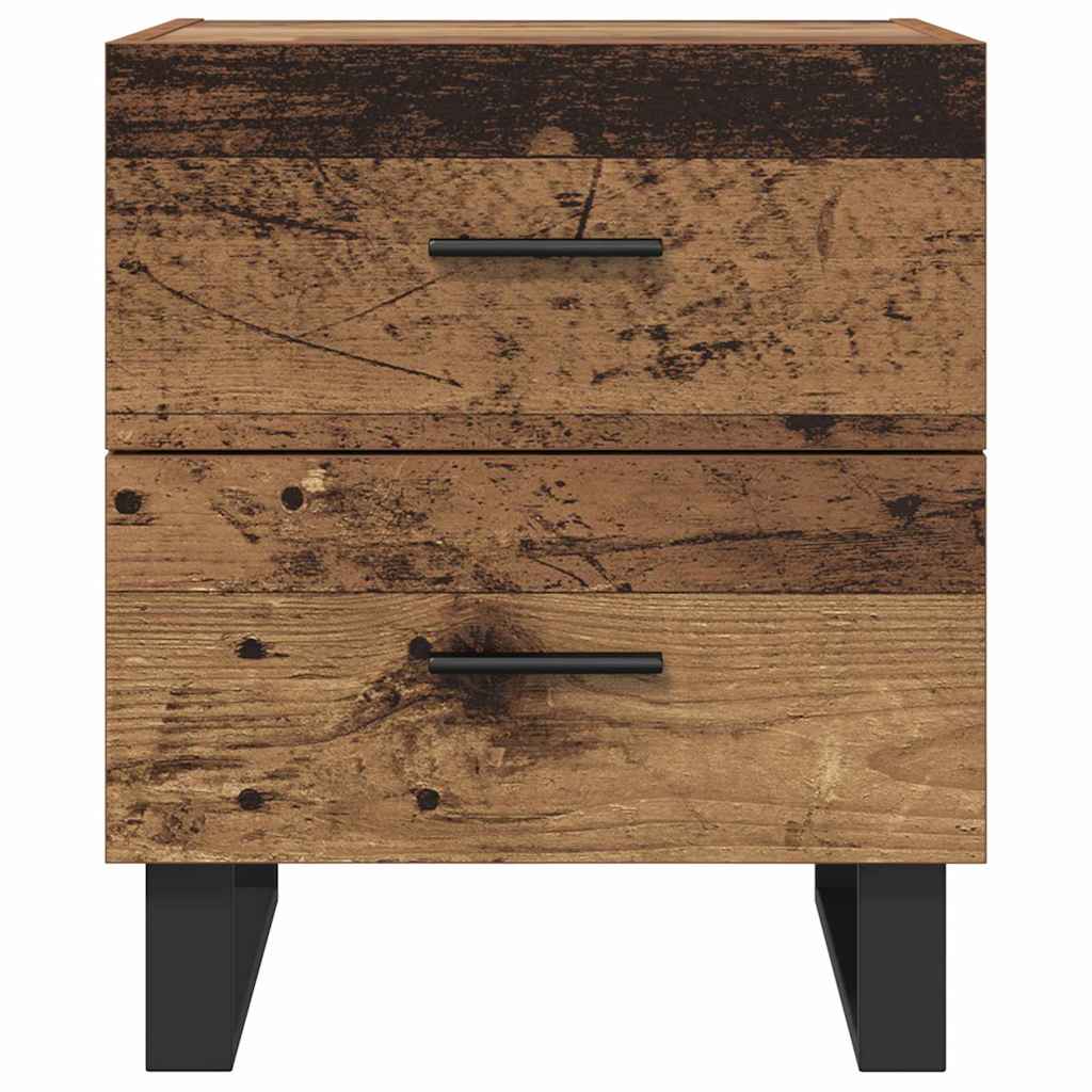 Bedside cabinet with 2 drawers Old wood and black