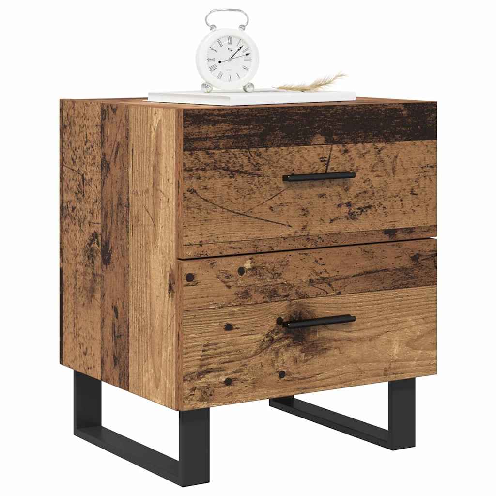Bedside cabinet with 2 drawers Old wood and black