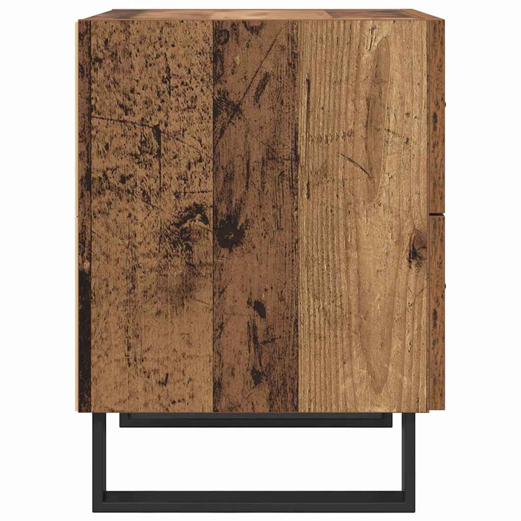Bedside cabinet with 2 drawers Old wood and black