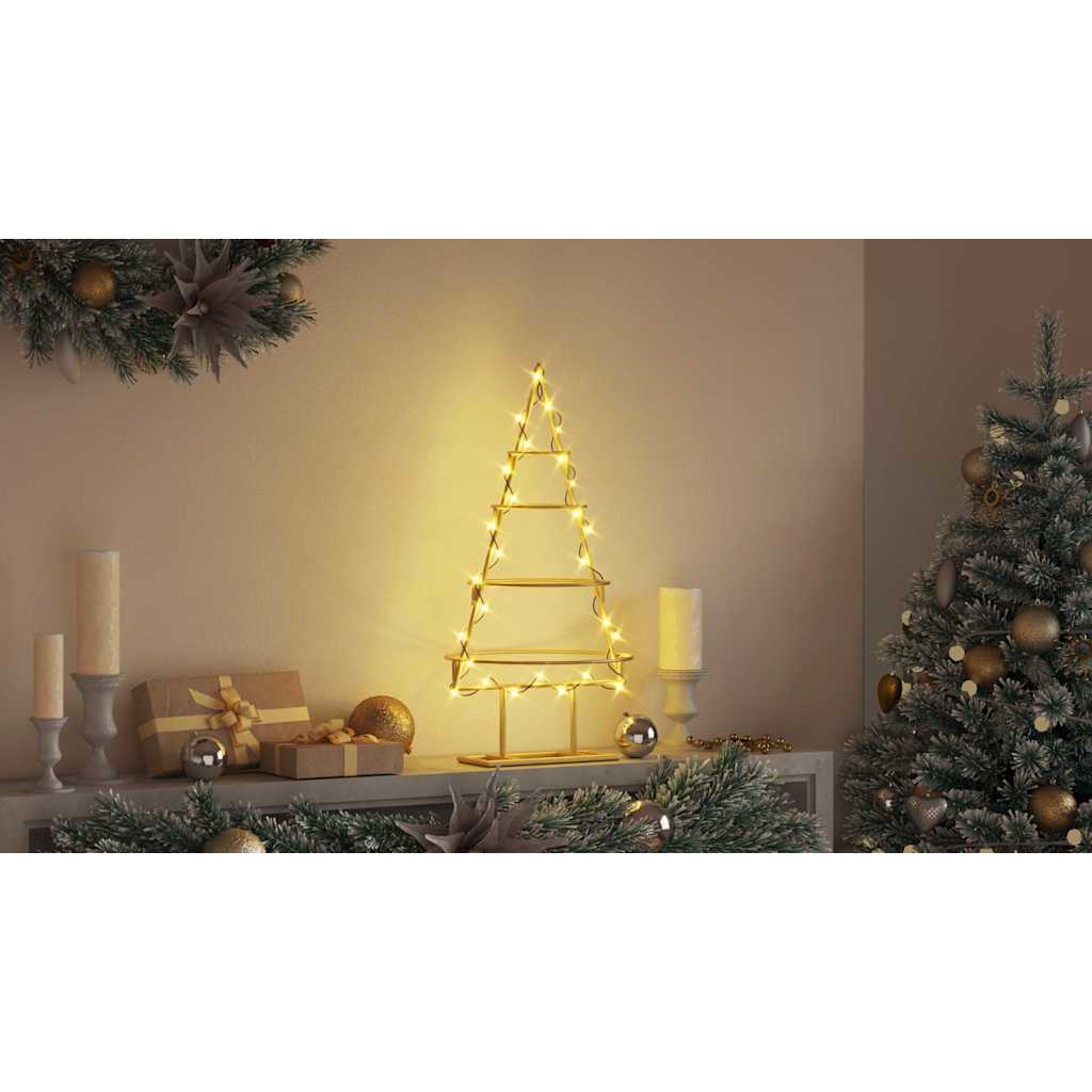 Metāla Ziemassvētku eglīte ar statīvu Zelta 60 cm