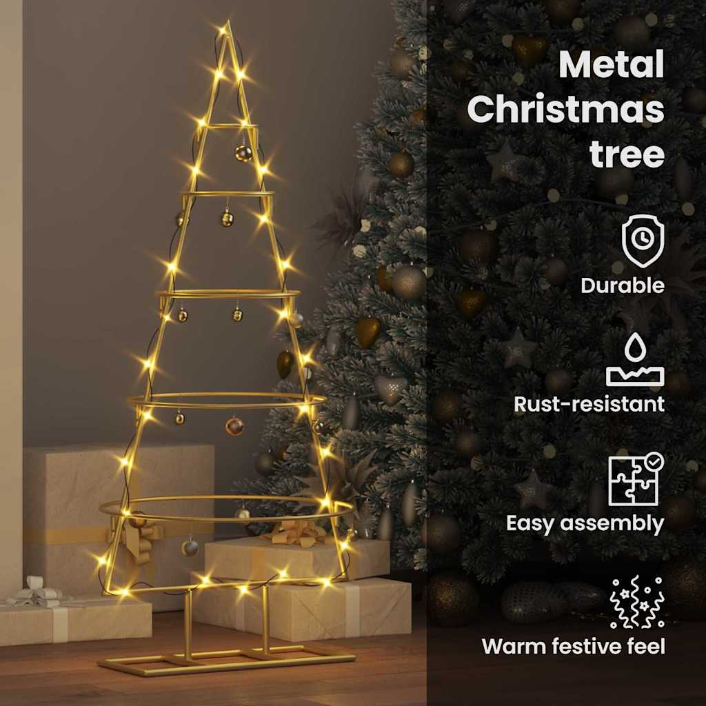 Metalinis Kalėdų medis s stovu Auksinė 90 cm
