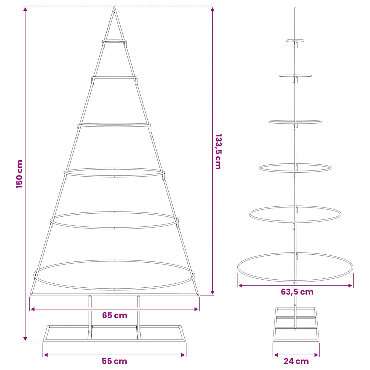 Metalinis Kalėdų medis s stovu Auksinė 148 cm