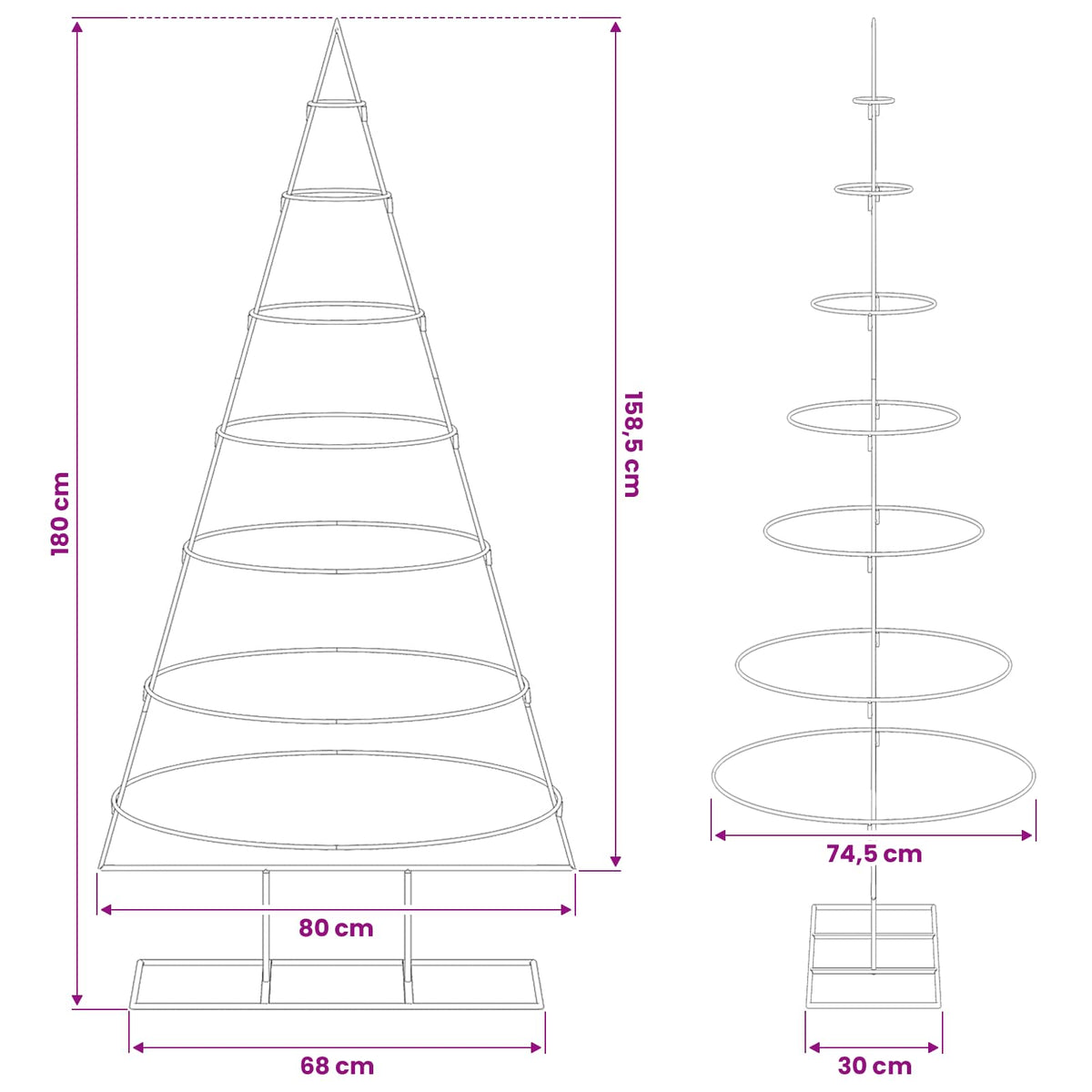 Metalinis Kalėdų medis s stovu Auksinė 180 cm