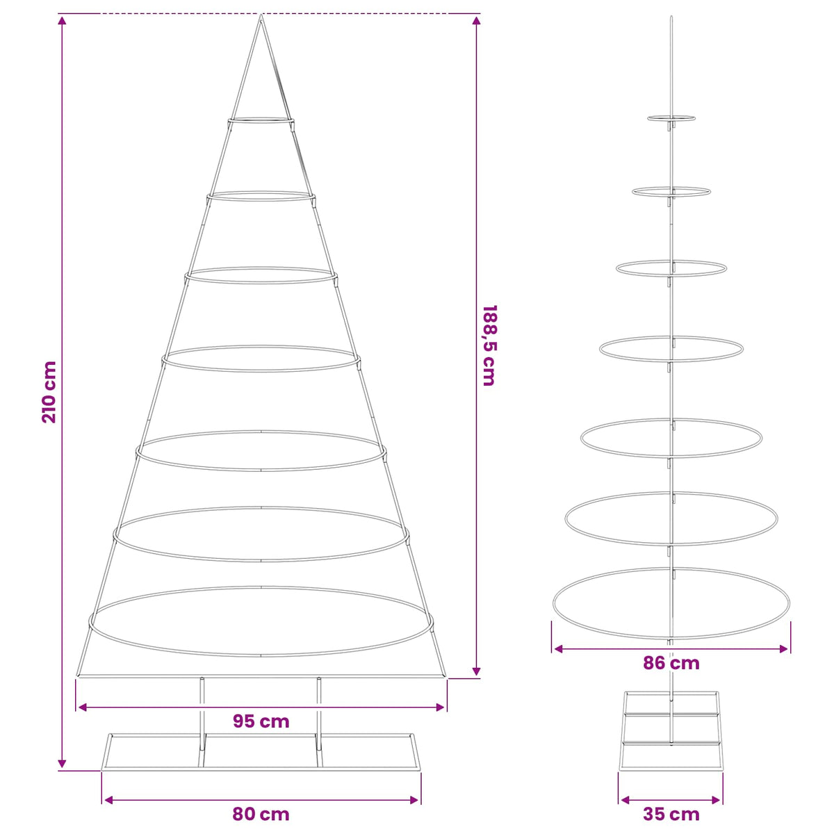 Metalinis Kalėdų medis s stovu Auksinė 209 cm