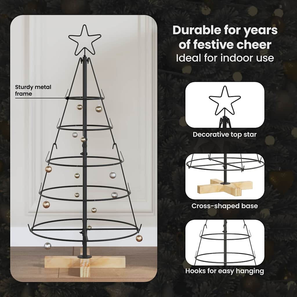 Kalėdų Kūgio Medis EVERGREEN PINE, stovu Juoda 90 cm. Plienas