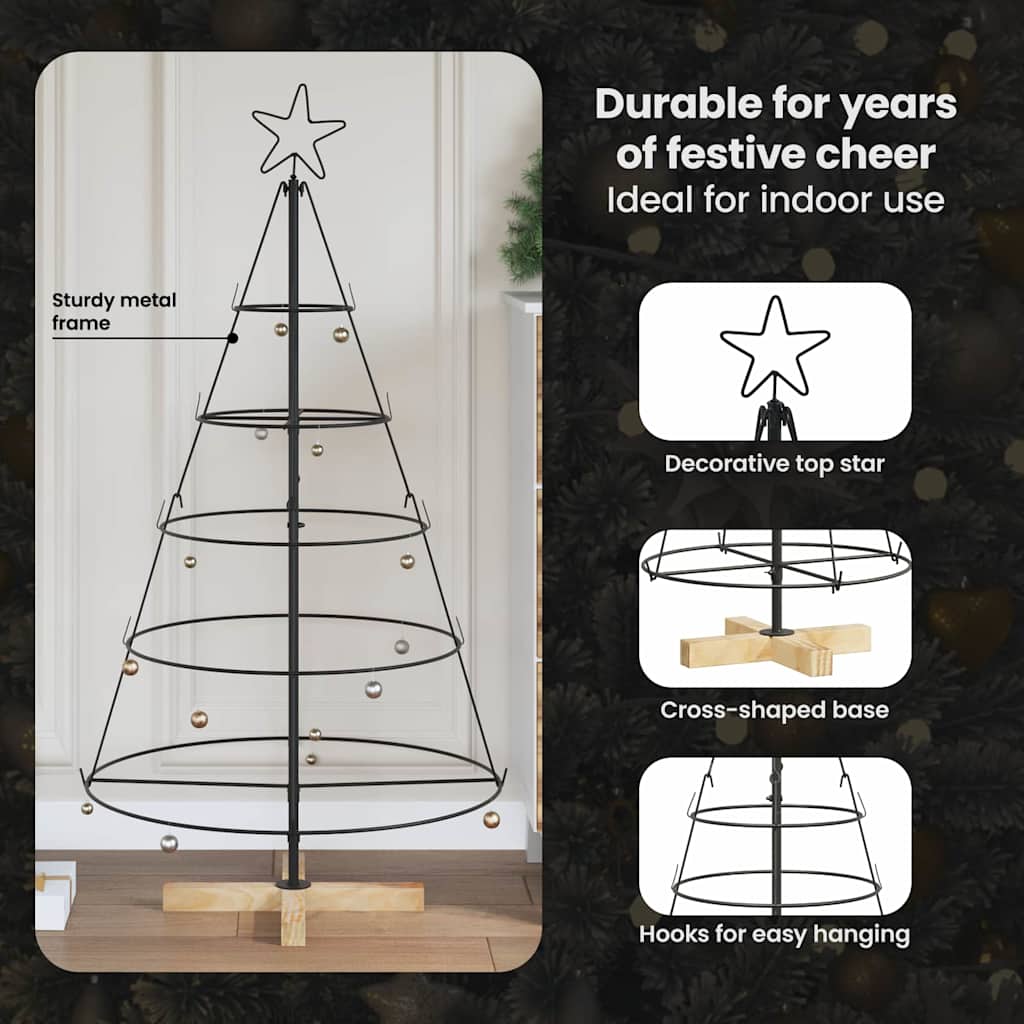 Kalėdų Kūgio Medis EVERGREEN PINE, stovu Juoda 125 cm. Plienas