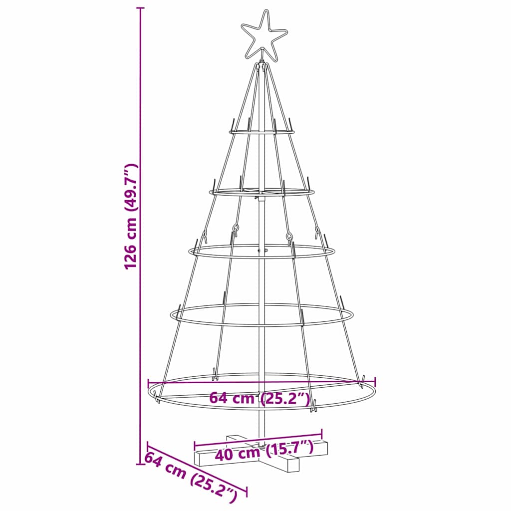 Kalėdų Kūgio Medis EVERGREEN PINE, stovu Juoda 125 cm. Plienas