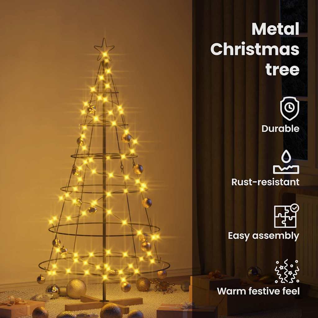 Kalėdų Kūgio Medis EVERGREEN PINE, stovu Juoda 150 cm. Plienas