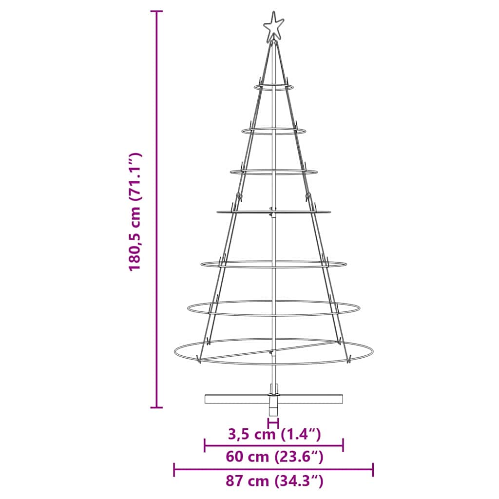 Kalėdų Kūgio Medis s stovu Juoda 180,5 cm Plienas