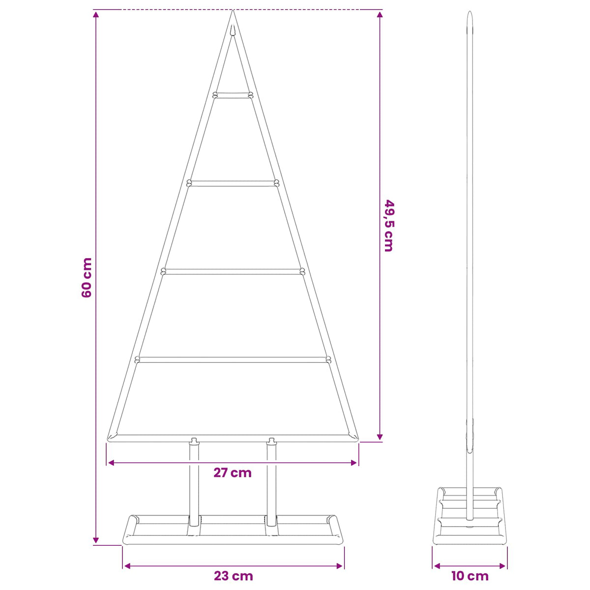 Metalinis Kalėdų medis s stovu Auksinė 60 cm