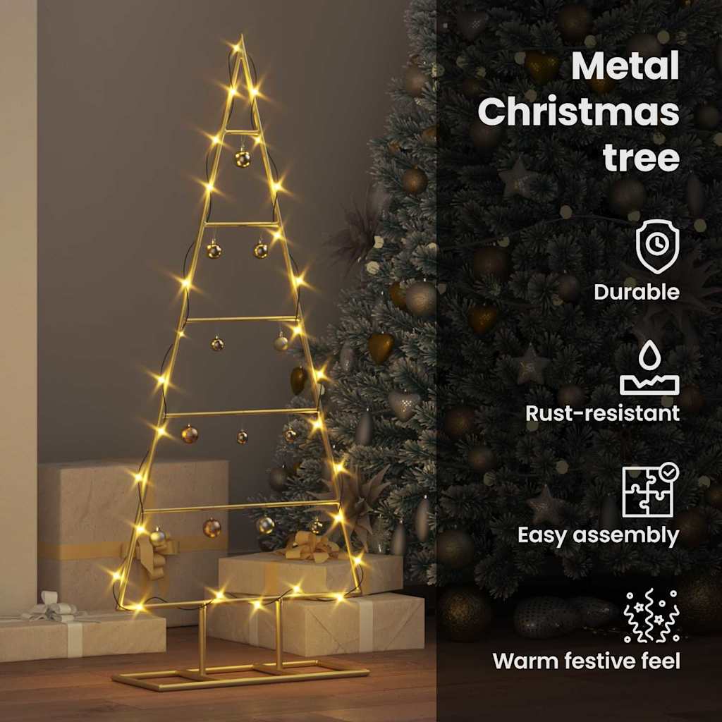 Metalinis Kalėdų medis s stovu Auksinė 90 cm