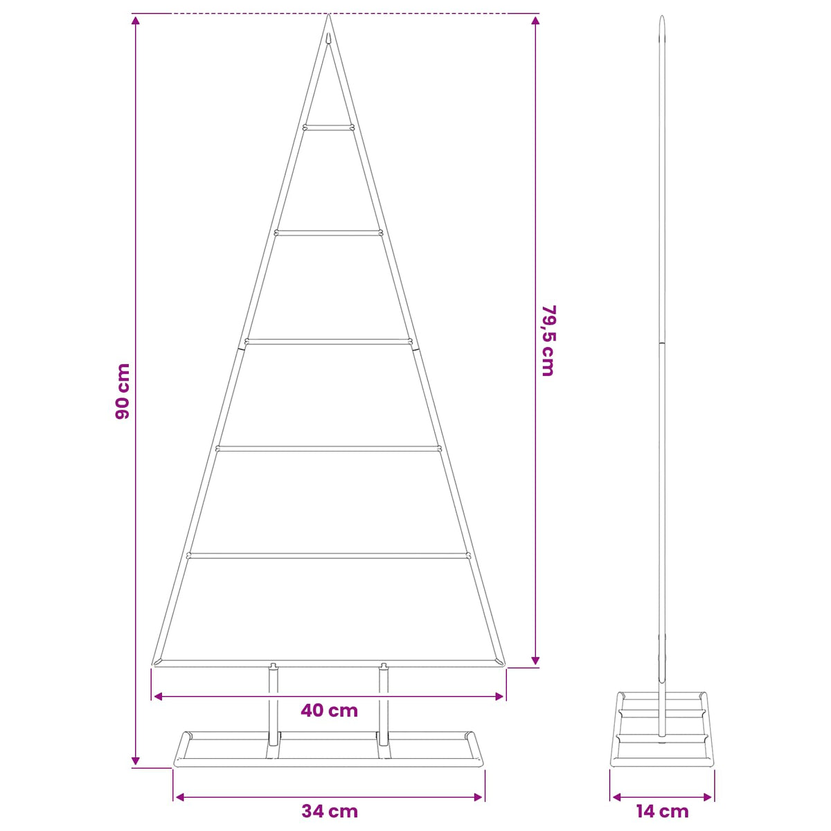Metalinis Kalėdų medis s stovu Auksinė 90 cm