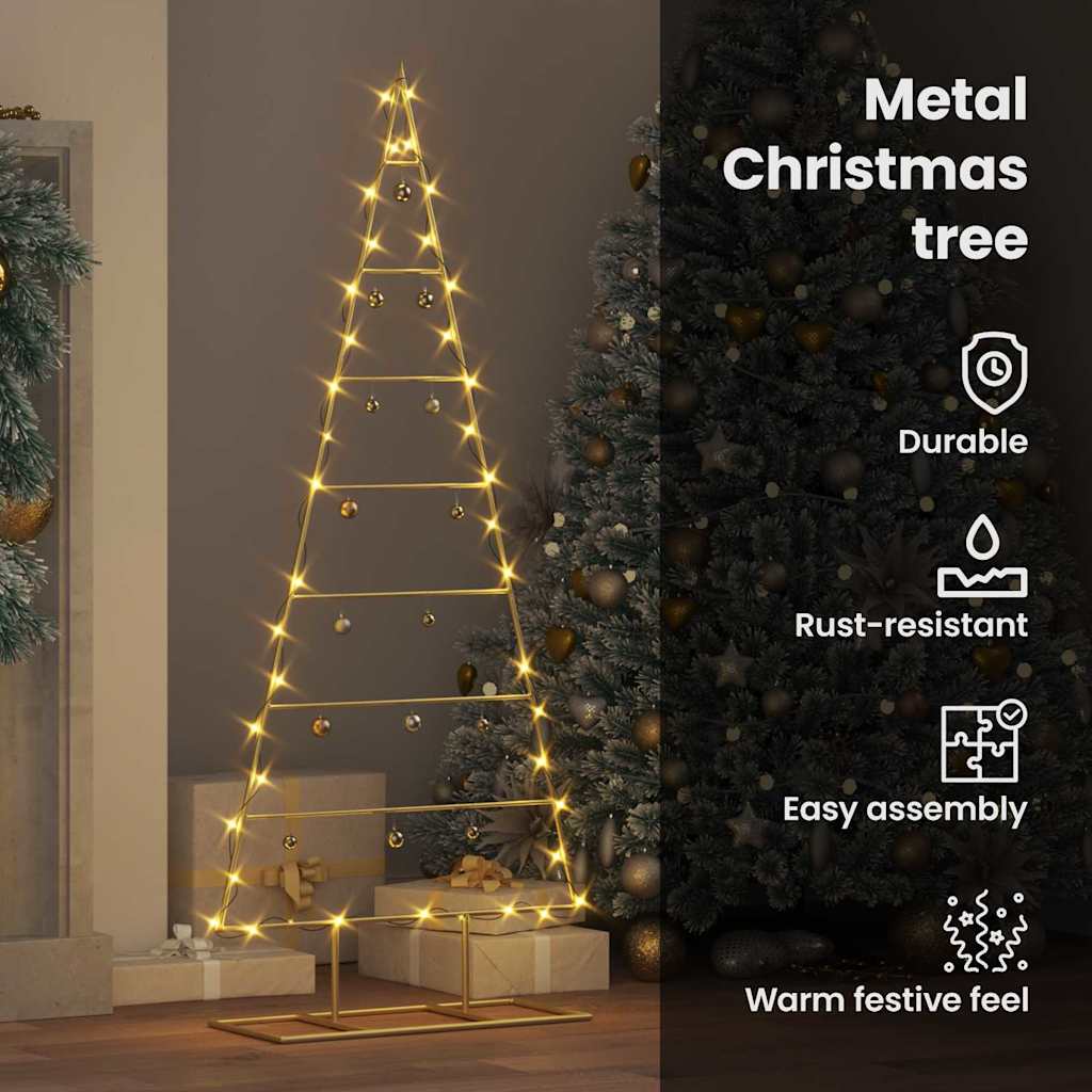Metal Christmas tree HOLLOW MOON, stand Gold 125 cm.