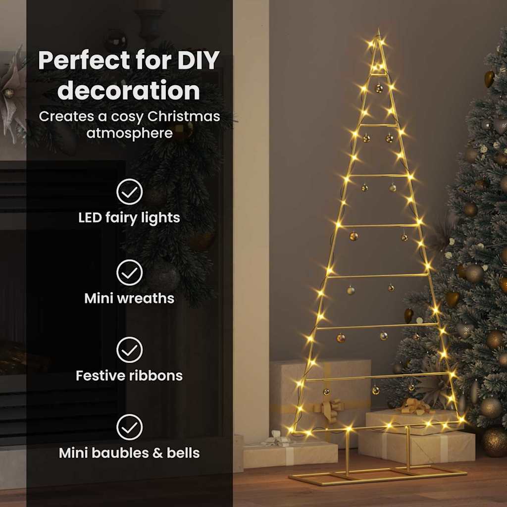 Metal Christmas tree HOLLOW MOON, stand Gold 125 cm.