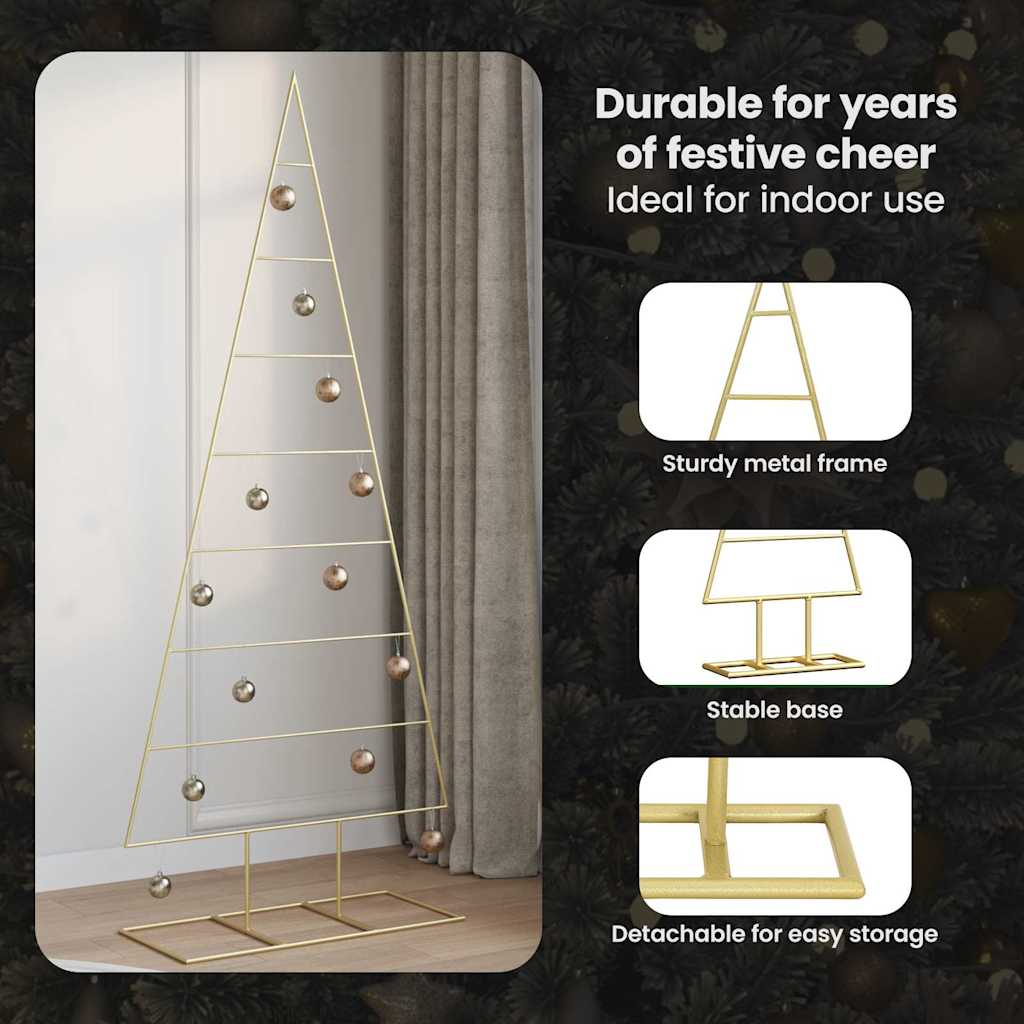 Metal Christmas Tree HOLLOW MOON, stand Gold 180 cm.
