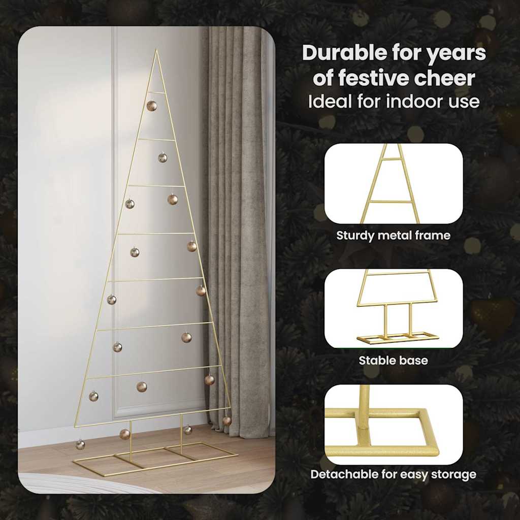 Metallic Christmas tree HOLLOW MOON, with stand, Gold, 210 cm.