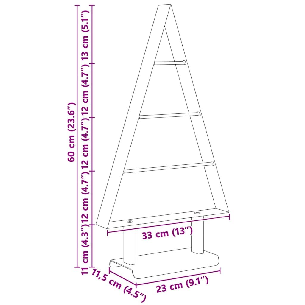 Metalinis Kalėdų medis HOLLOW MOON, stovu Juoda 60 cm. Plienas