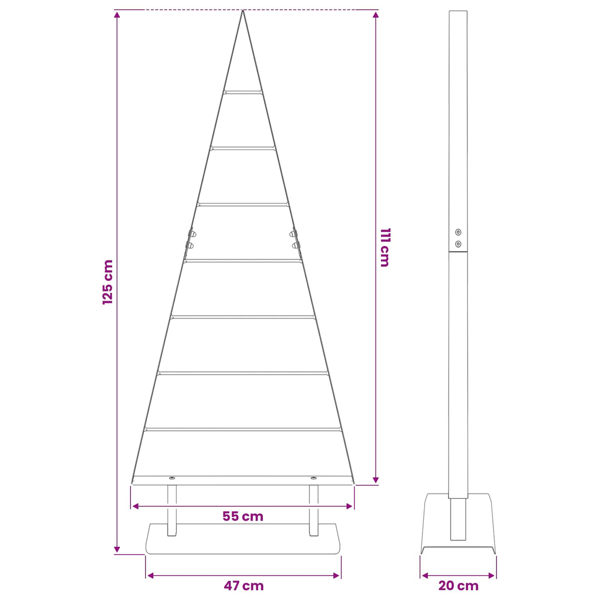 Metalinis Kalėdų medis s stovu Juoda 125,5 cm Plienas
