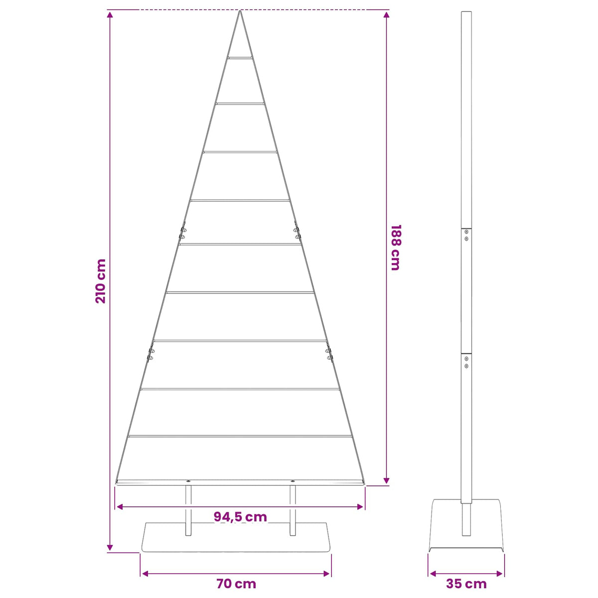 Metalinis Kalėdų medis s stovu Juoda 210 cm Plienas