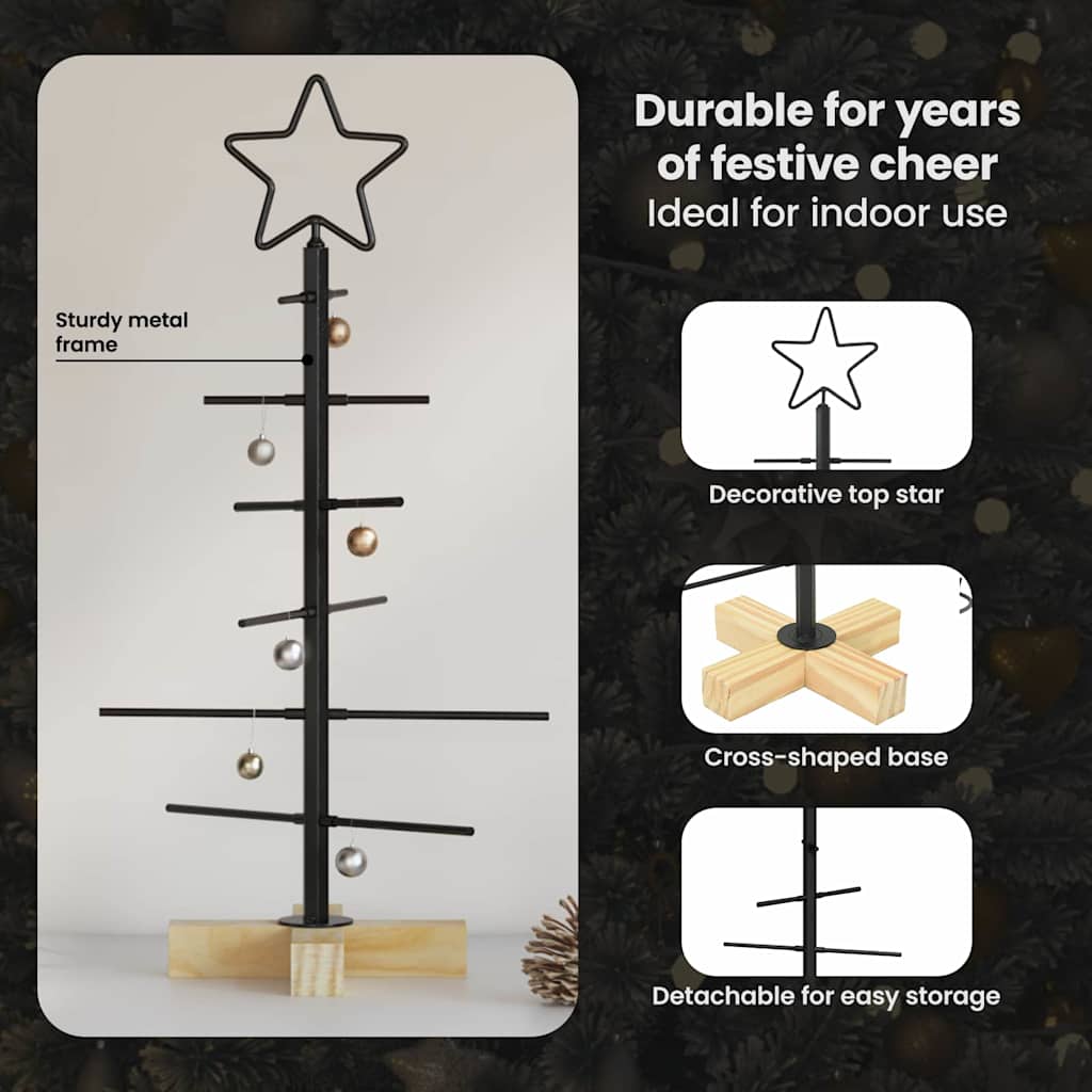 Metal Christmas tree with stand Black 59.5 cm