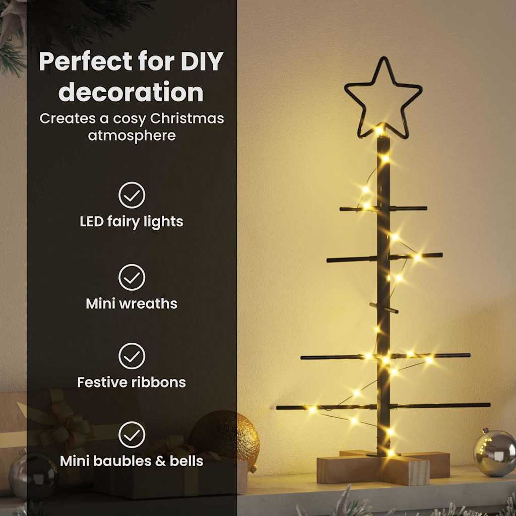 Metal Christmas tree with stand Black 59.5 cm