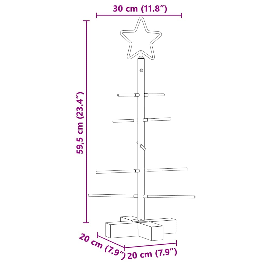 Metal Christmas tree with stand Black 59.5 cm
