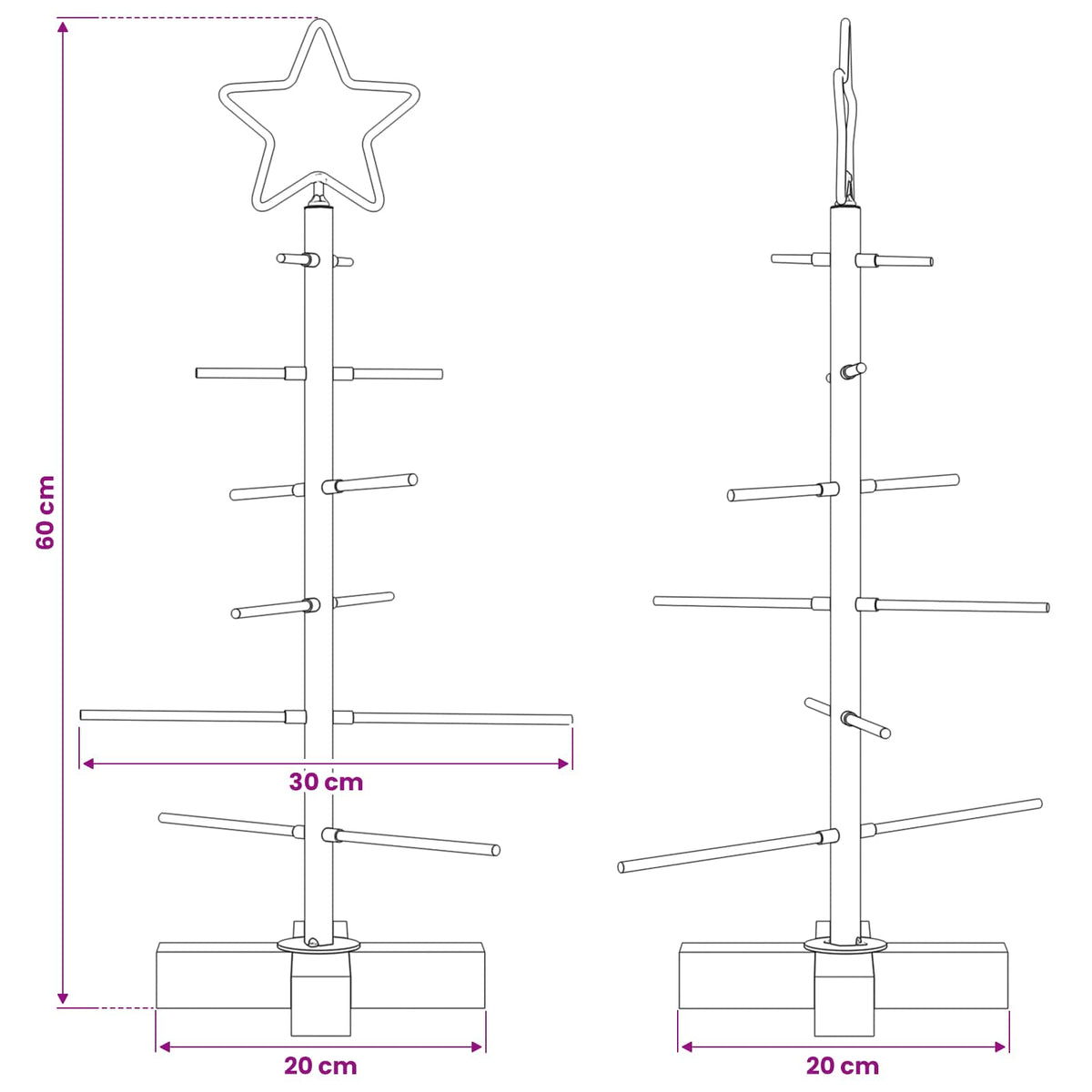 Metalinis Kalėdų medis s stovu Juoda 59,5 cm