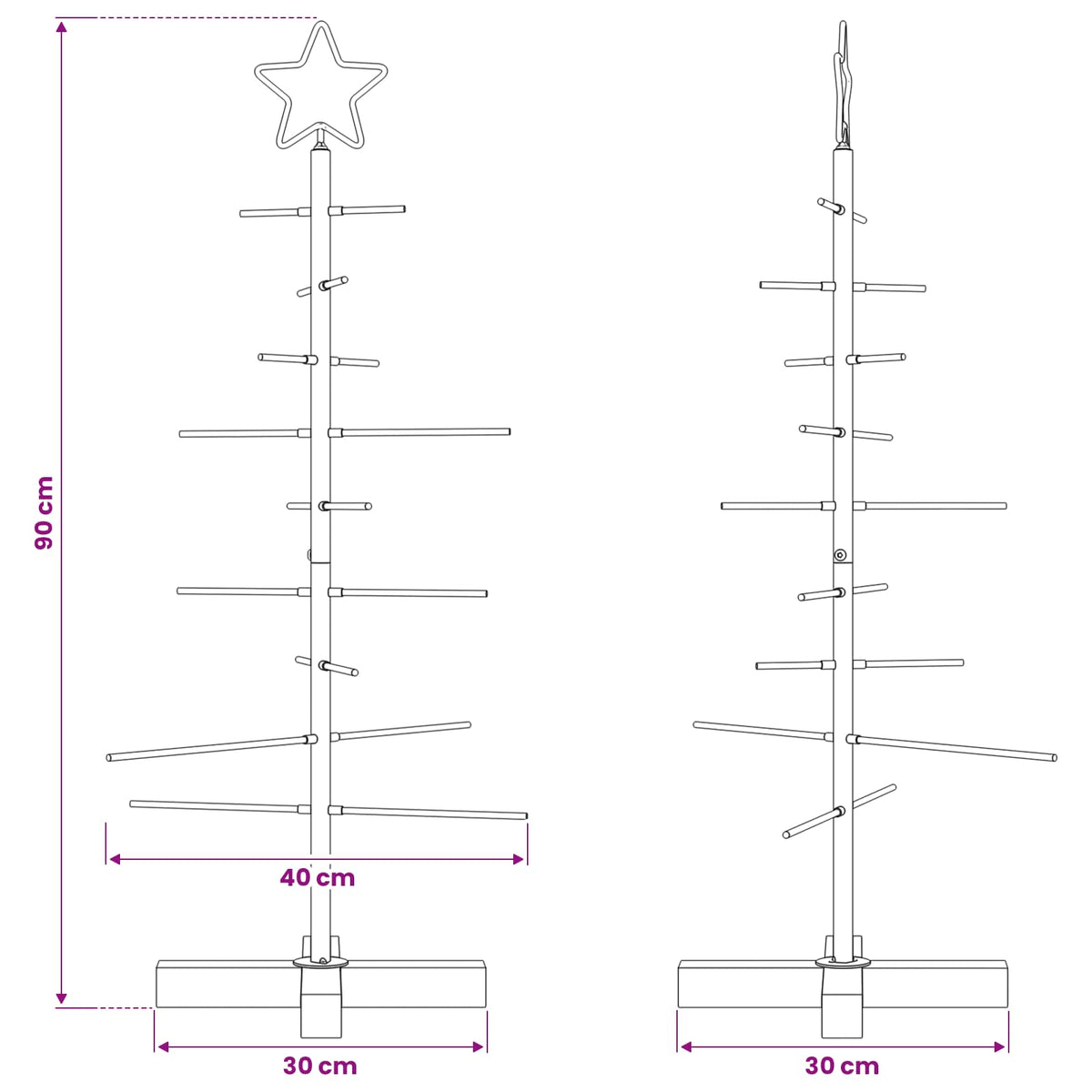 Metalinis Kalėdų medis s stovu Juoda 89 cm