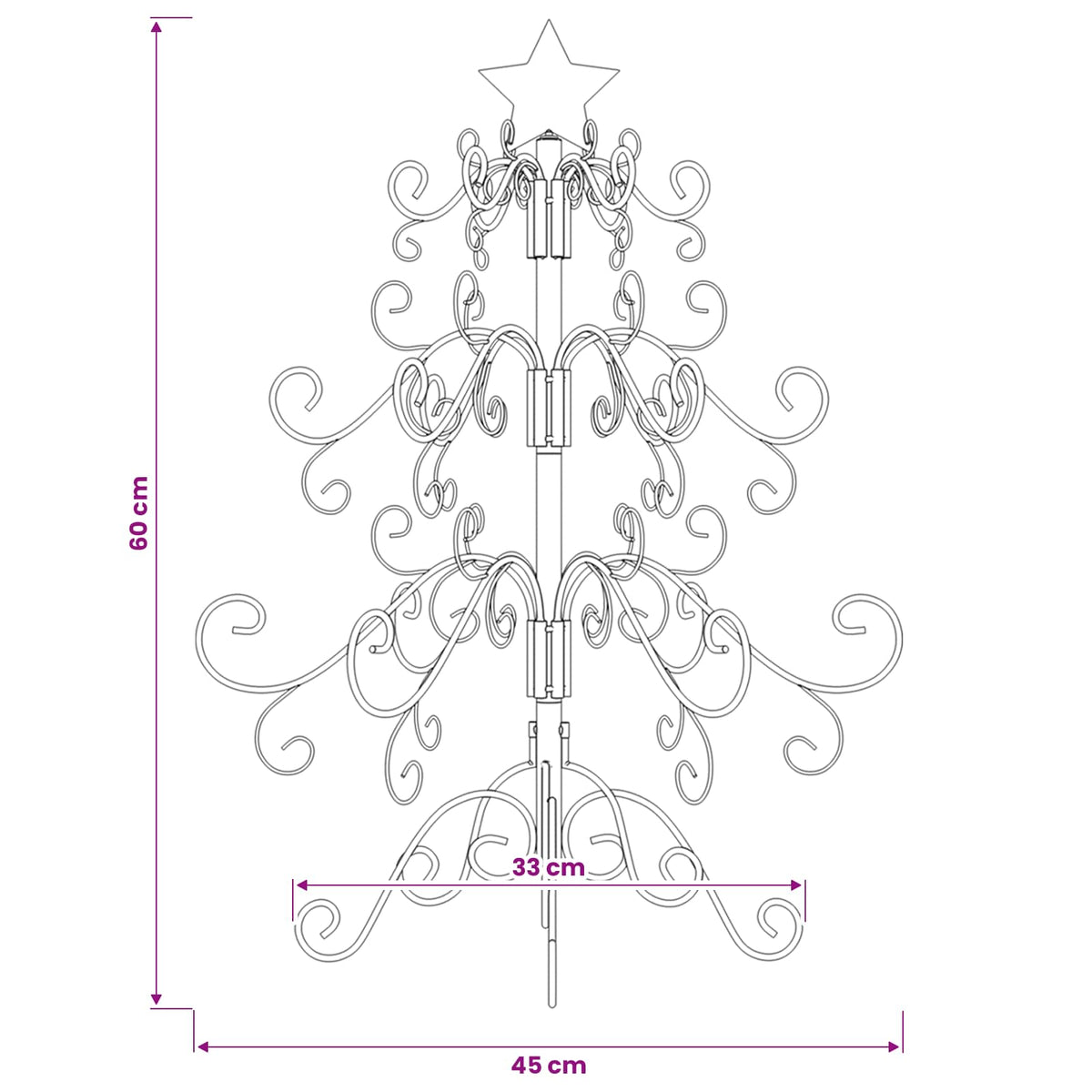 Metalinis Kalėdų medis Juoda 61 cm Miltelinis plienas