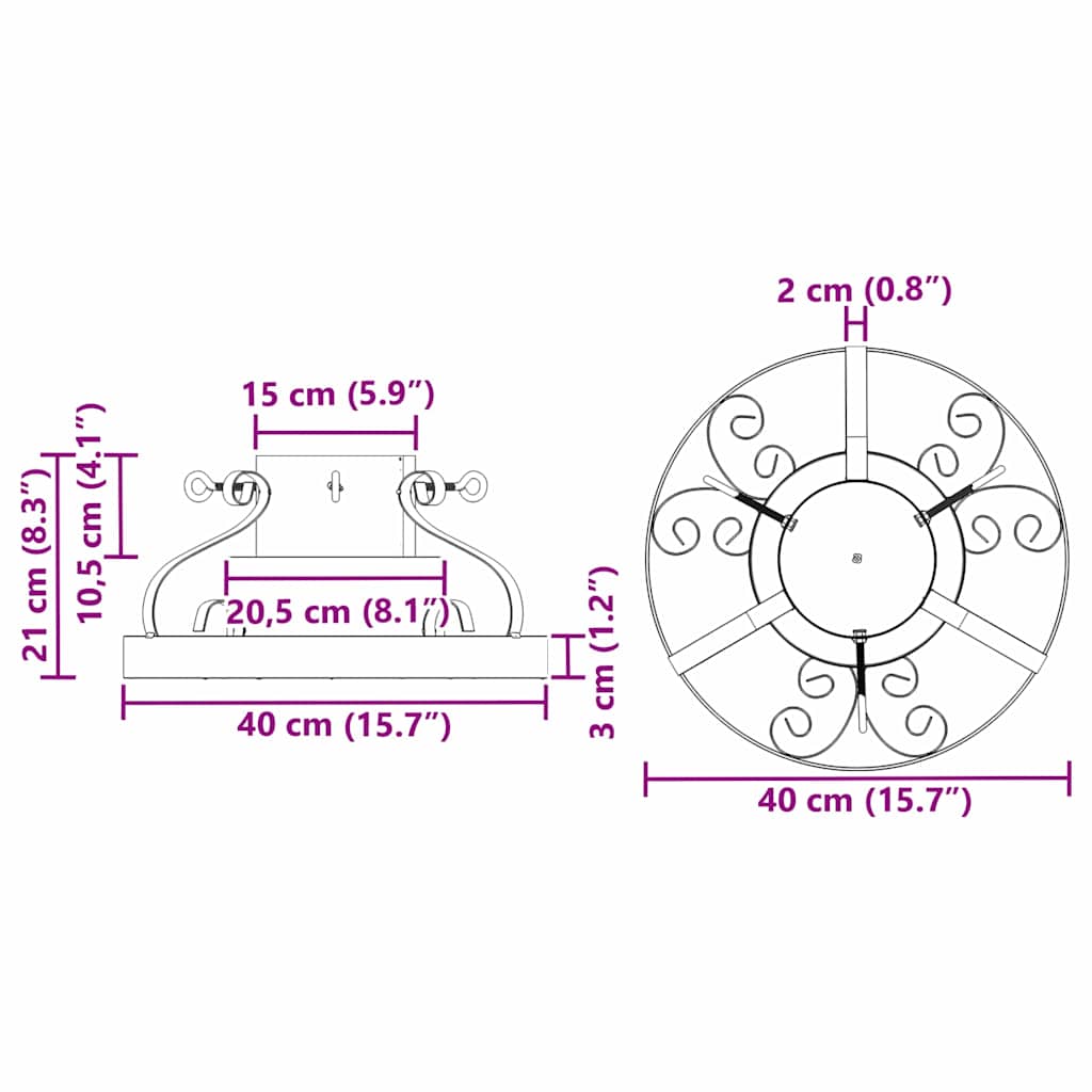 Kalėdų Eglutės Stovas Juoda 40 x 40 x 21 cm Plienas