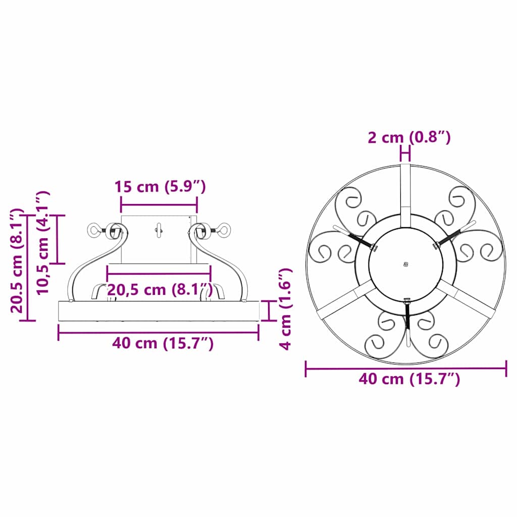 Kalėdų Eglutės Stovas Antikinė varis 40 x 40 x 20.5 cm Plienas
