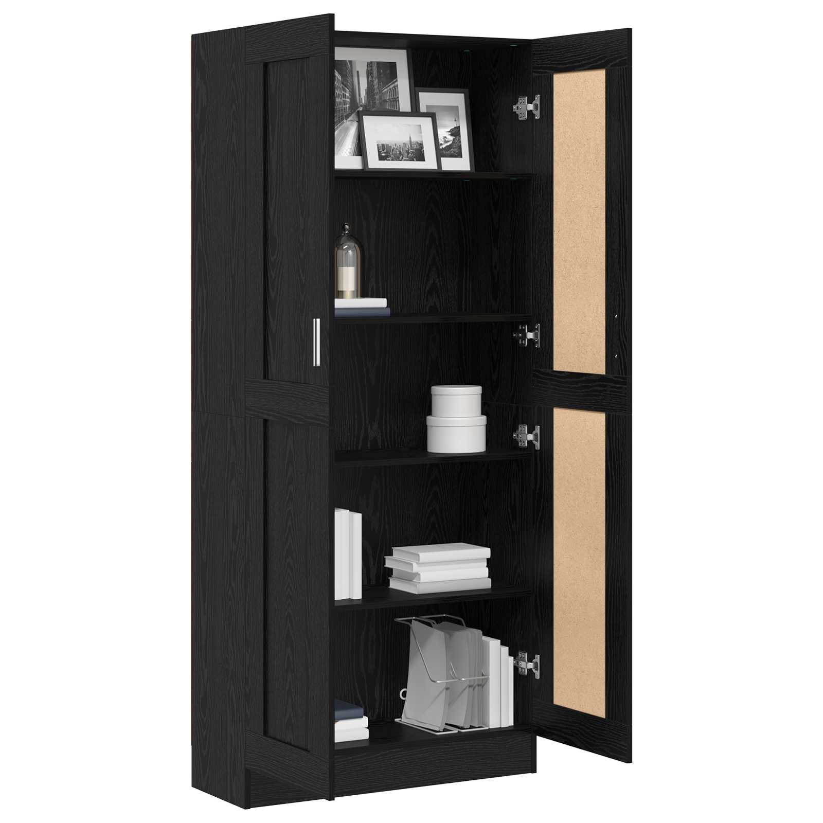 Grāmatu plaukts melns ozols 82.5 x 30.5 x 185 cm Inženierijas koks