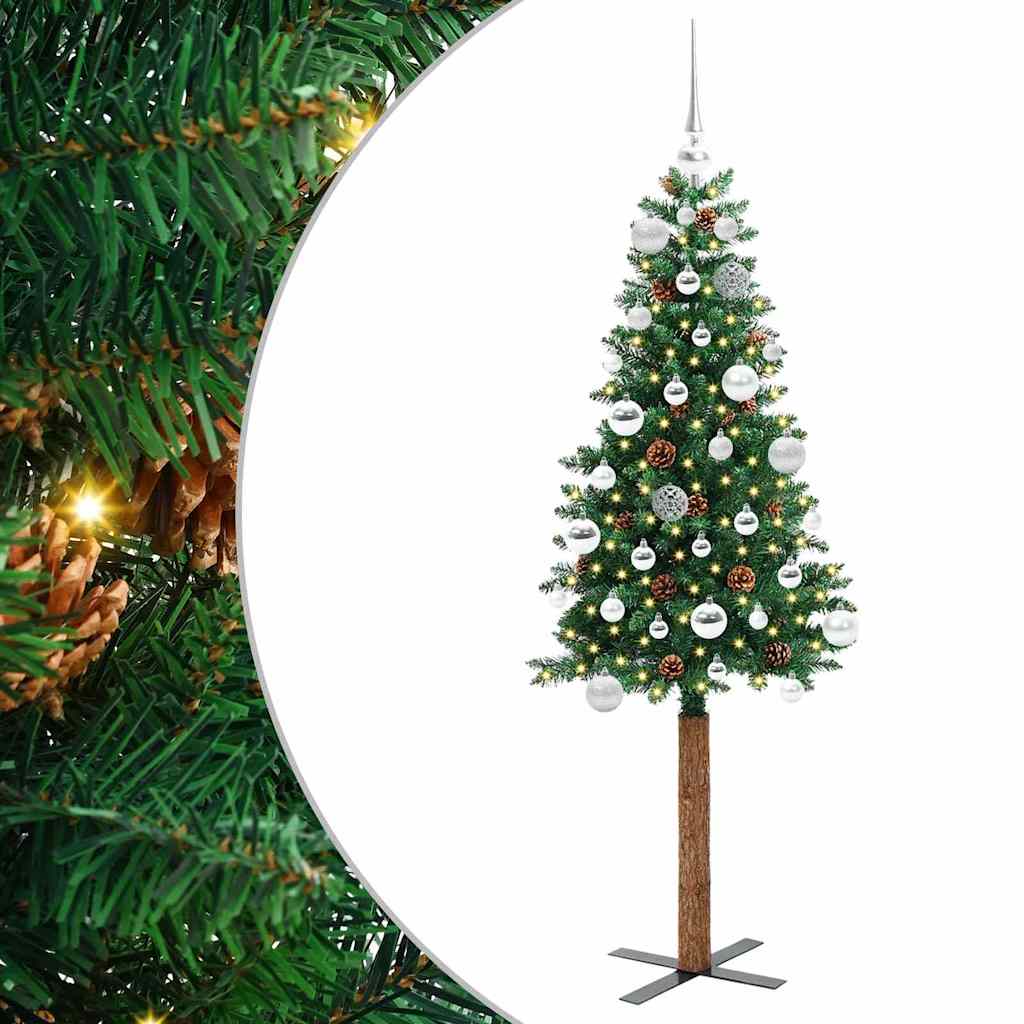 Slim Christmas Tree Green 150 cm PVC and Hard Pine